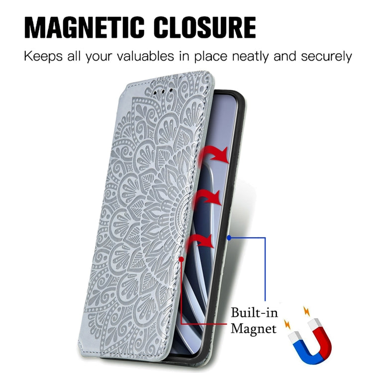 For OnePlus 10 Pro Blooming Mandala Embossed Magnetic Leather Phone Case