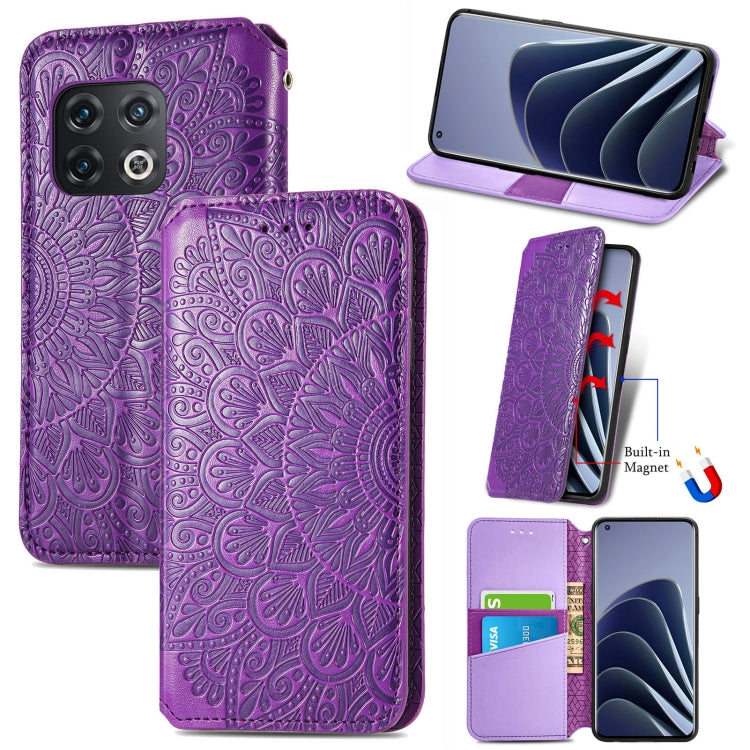 For OnePlus 10 Pro Blooming Mandala Embossed Magnetic Leather Phone Case