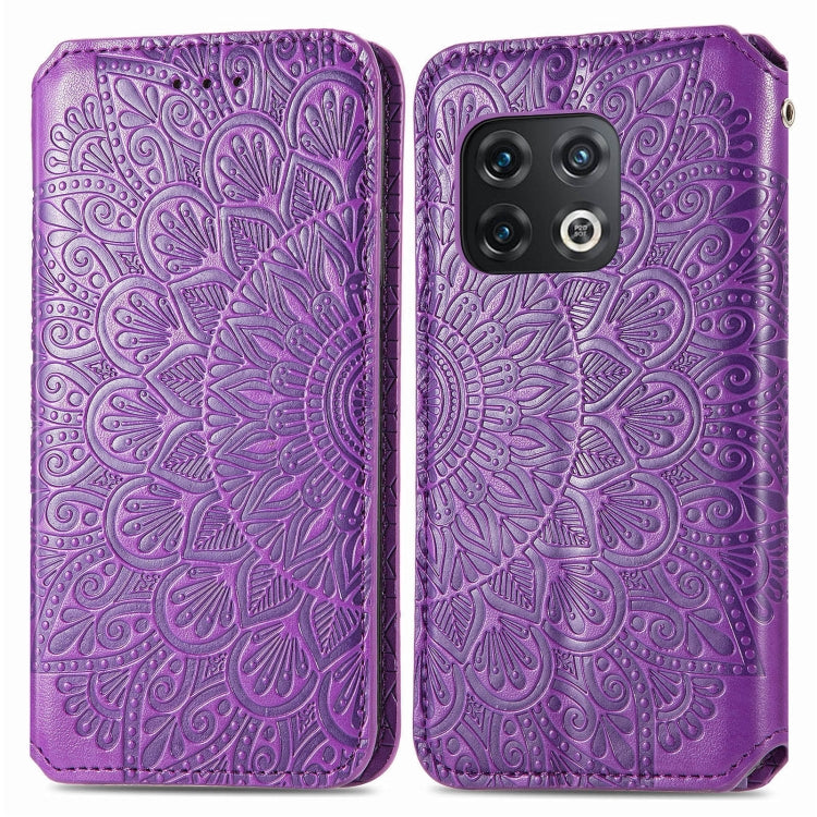 For OnePlus 10 Pro Blooming Mandala Embossed Magnetic Leather Phone Case