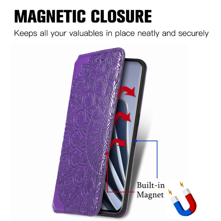 For OnePlus 10 Pro Blooming Mandala Embossed Magnetic Leather Phone Case