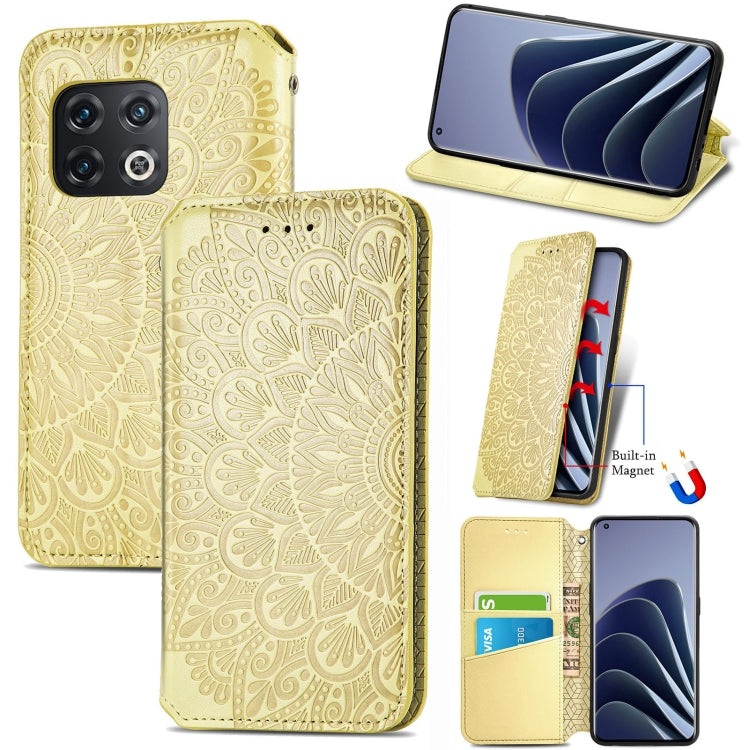 For OnePlus 10 Pro Blooming Mandala Embossed Magnetic Leather Phone Case