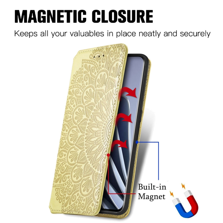 For OnePlus 10 Pro Blooming Mandala Embossed Magnetic Leather Phone Case