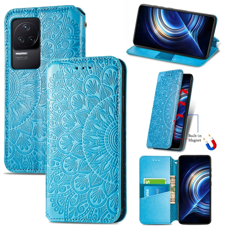 For Xiaomi Redmi K50 Pro Blooming Mandala Embossed Magnetic Leather Phone Case