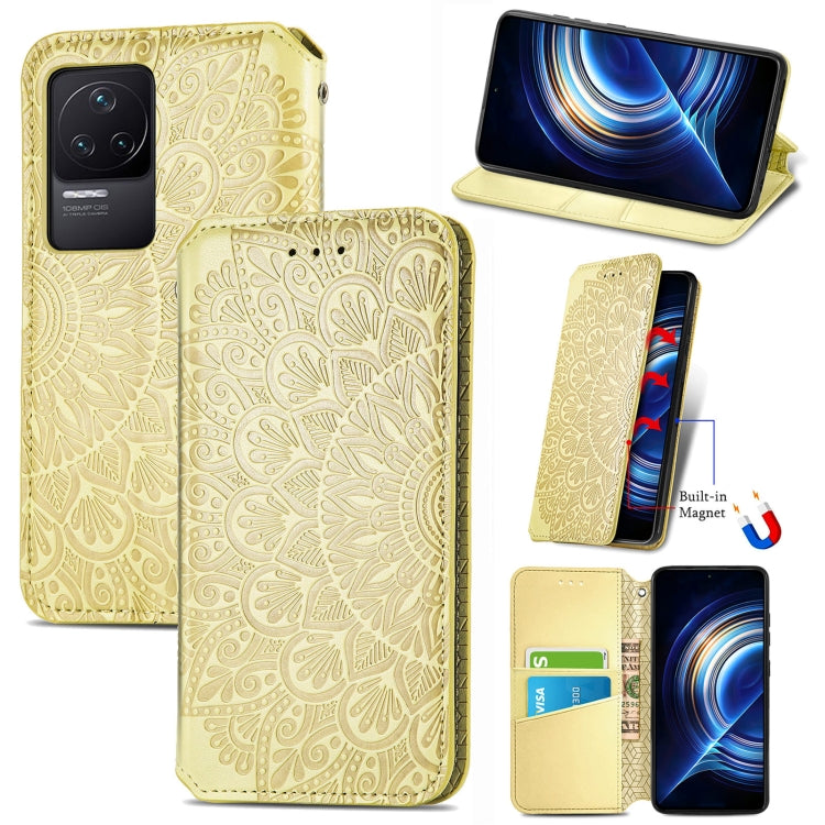 For Xiaomi Redmi K50 Pro Blooming Mandala Embossed Magnetic Leather Phone Case