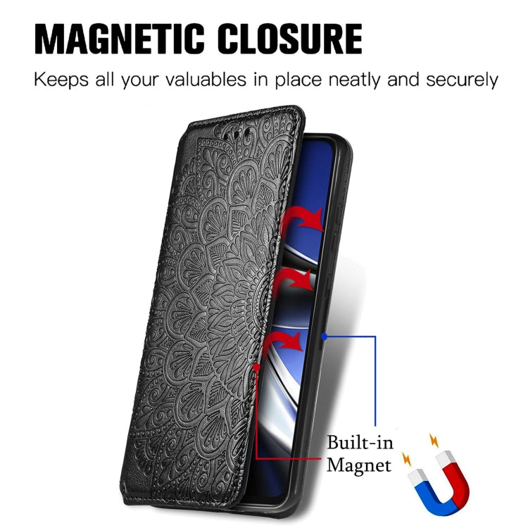 For Xiaomi Poco X4 Pro 5G Blooming Mandala Embossed Magnetic Leather Phone Case