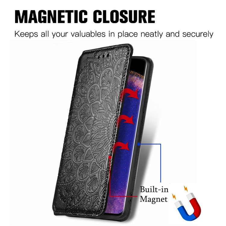 For OPPO Find X5 Blooming Mandala Embossed Magnetic Leather Phone Case