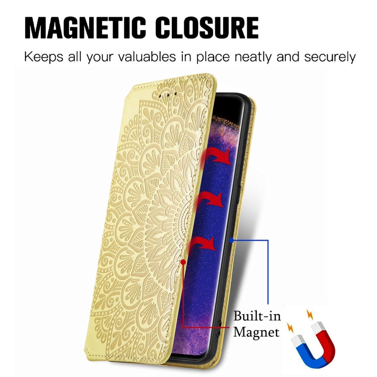 For OPPO Find X5 Blooming Mandala Embossed Magnetic Leather Phone Case