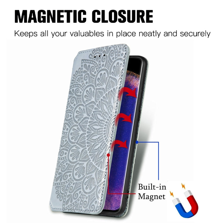 For OPPO Find X5 Blooming Mandala Embossed Magnetic Leather Phone Case