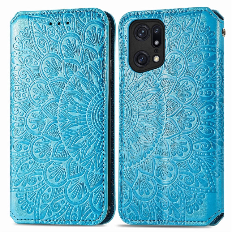 For OPPO Find X5 Pro Blooming Mandala Embossed Magnetic Leather Phone Case