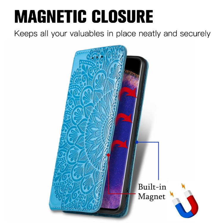 For OPPO Find X5 Pro Blooming Mandala Embossed Magnetic Leather Phone Case