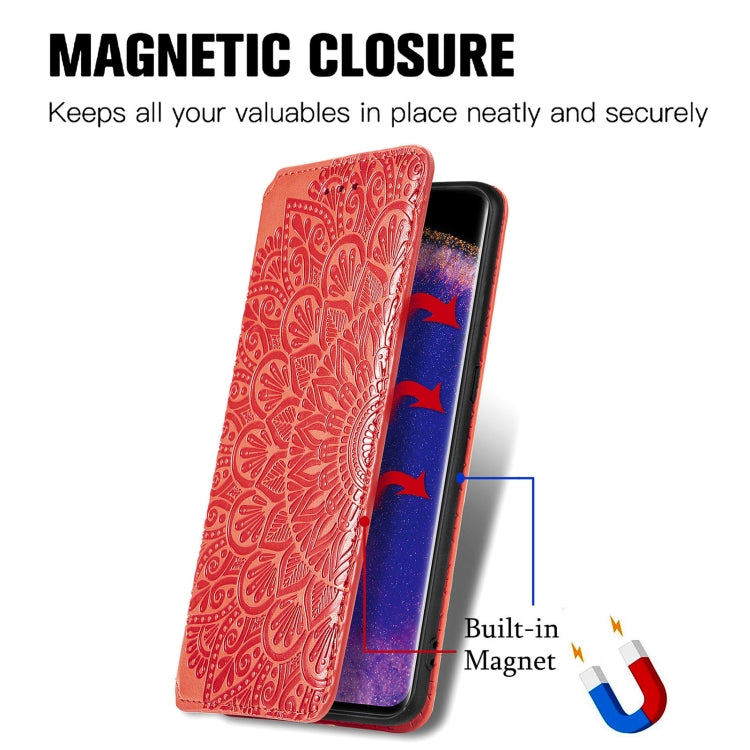 For OPPO Find X5 Pro Blooming Mandala Embossed Magnetic Leather Phone Case