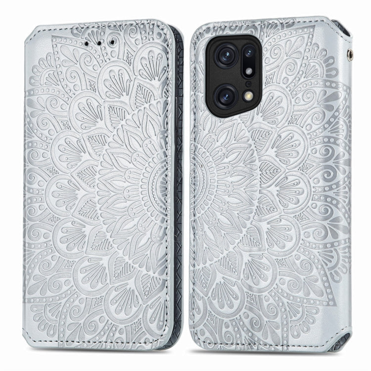 For OPPO Find X5 Pro Blooming Mandala Embossed Magnetic Leather Phone Case