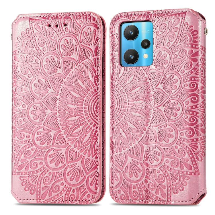 For OPPO Realme 9 Pro Blooming Mandala Embossed Magnetic Leather Phone Case