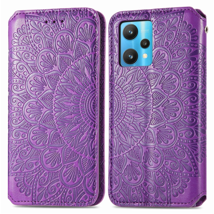 For OPPO Realme 9 Pro Blooming Mandala Embossed Magnetic Leather Phone Case