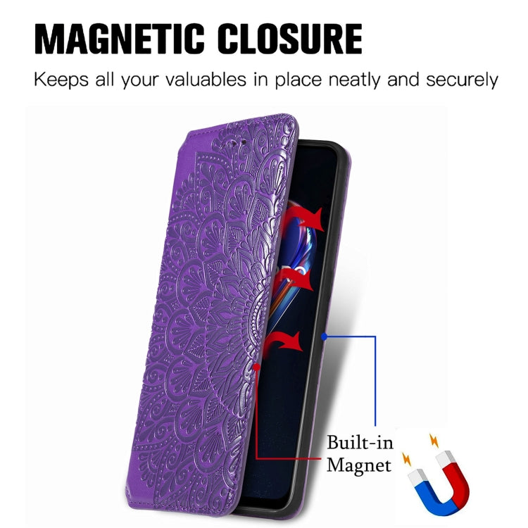 For OPPO Realme 9 Pro Blooming Mandala Embossed Magnetic Leather Phone Case
