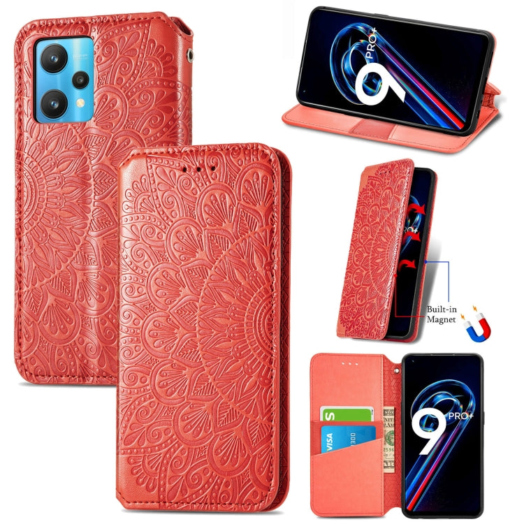 For OPPO Realme 9 Pro+ 5G Blooming Mandala Embossed Magnetic Leather Phone Case