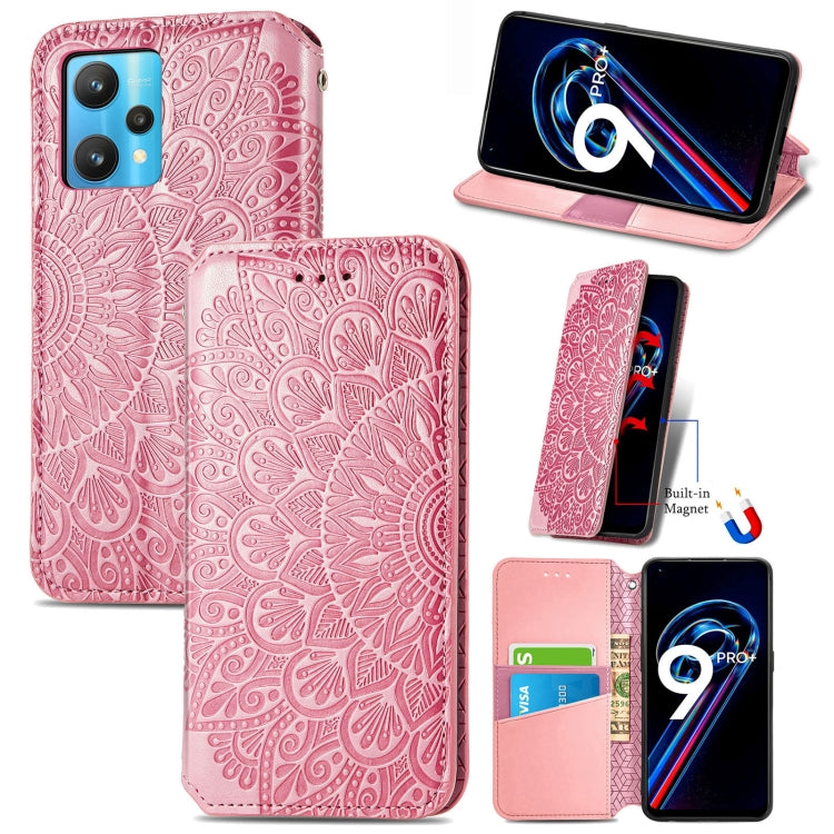 For OPPO Realme 9 Pro+ 5G Blooming Mandala Embossed Magnetic Leather Phone Case