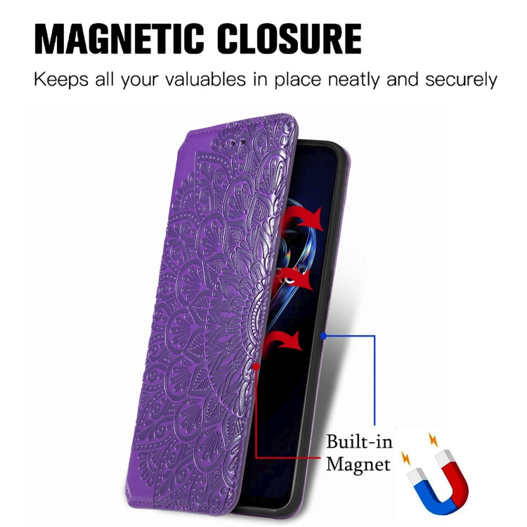 For OPPO Realme 9 Pro+ 5G Blooming Mandala Embossed Magnetic Leather Phone Case