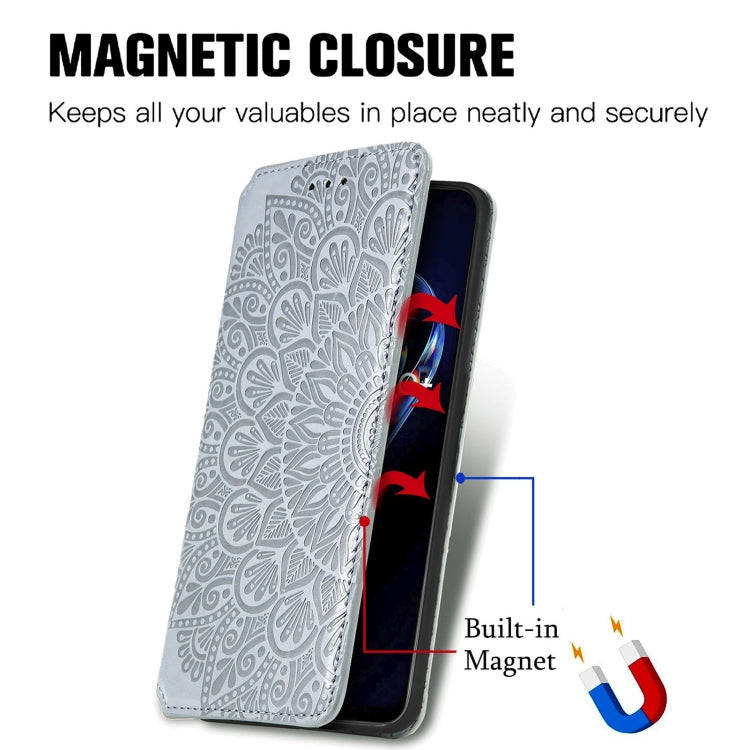For OPPO Realme 9 Pro+ 5G Blooming Mandala Embossed Magnetic Leather Phone Case