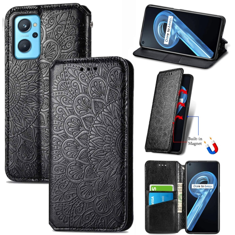 For OPPO Realme 9i Blooming Mandala Embossed Magnetic Leather Phone Case