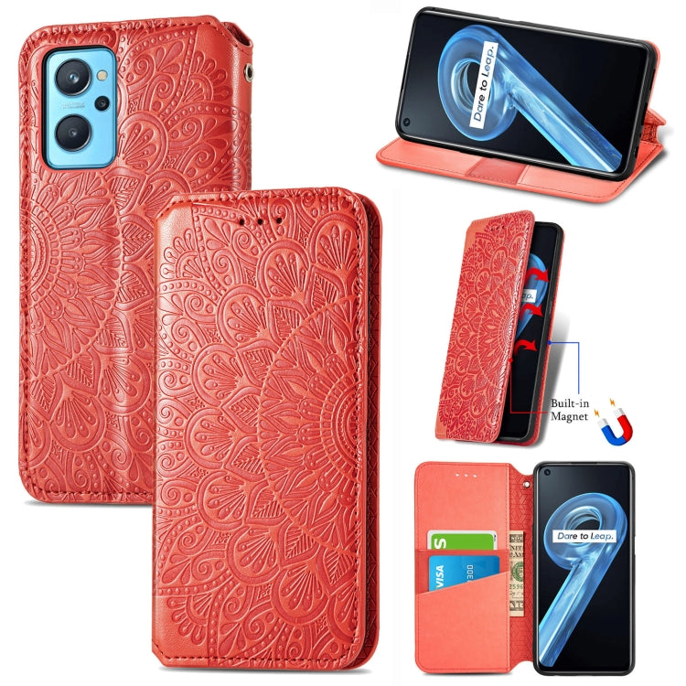 For OPPO Realme 9i Blooming Mandala Embossed Magnetic Leather Phone Case