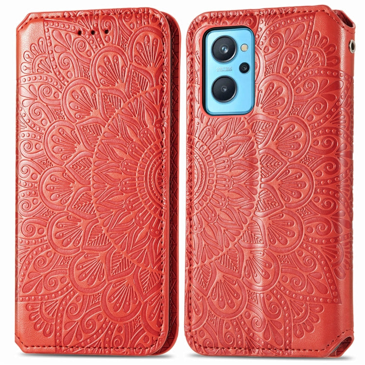 For OPPO Realme 9i Blooming Mandala Embossed Magnetic Leather Phone Case