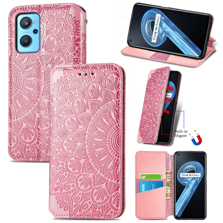 For OPPO Realme 9i Blooming Mandala Embossed Magnetic Leather Phone Case