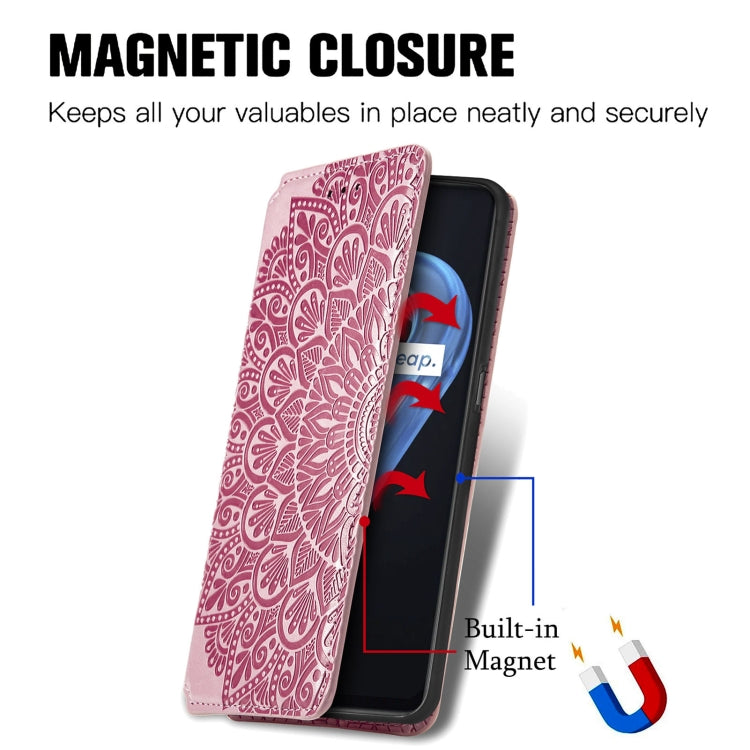 For OPPO Realme 9i Blooming Mandala Embossed Magnetic Leather Phone Case