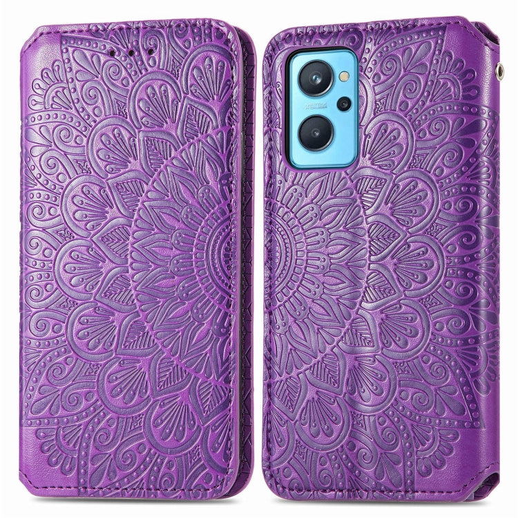 For OPPO Realme 9i Blooming Mandala Embossed Magnetic Leather Phone Case