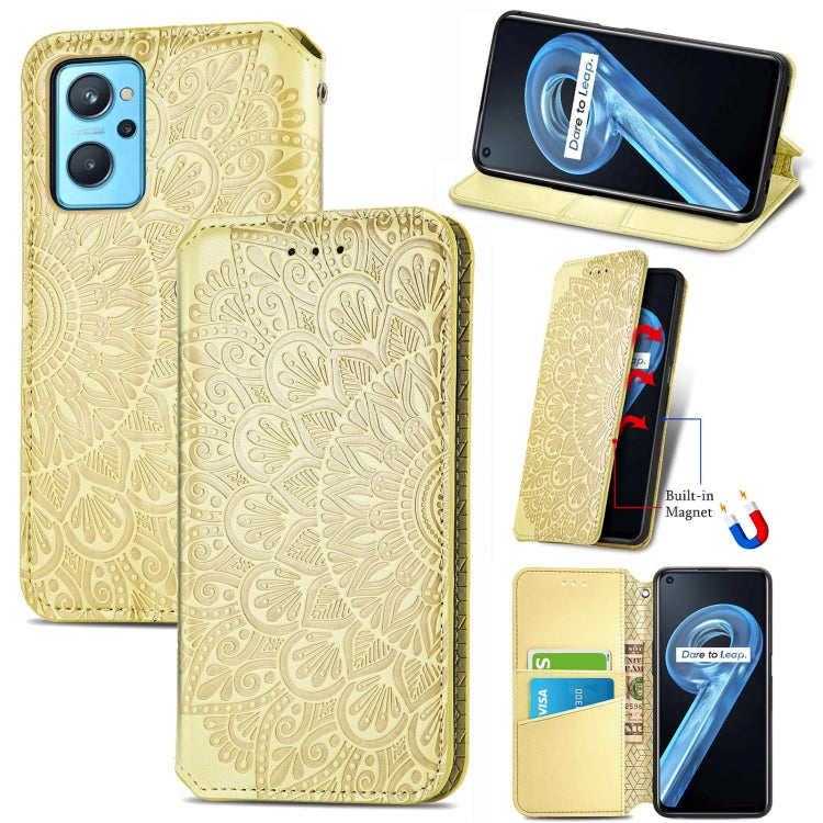 For OPPO Realme 9i Blooming Mandala Embossed Magnetic Leather Phone Case