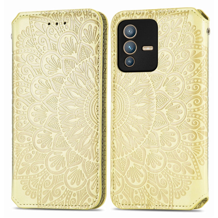 For vivo S12 Pro Blooming Mandala Embossed Magnetic Leather Phone Case
