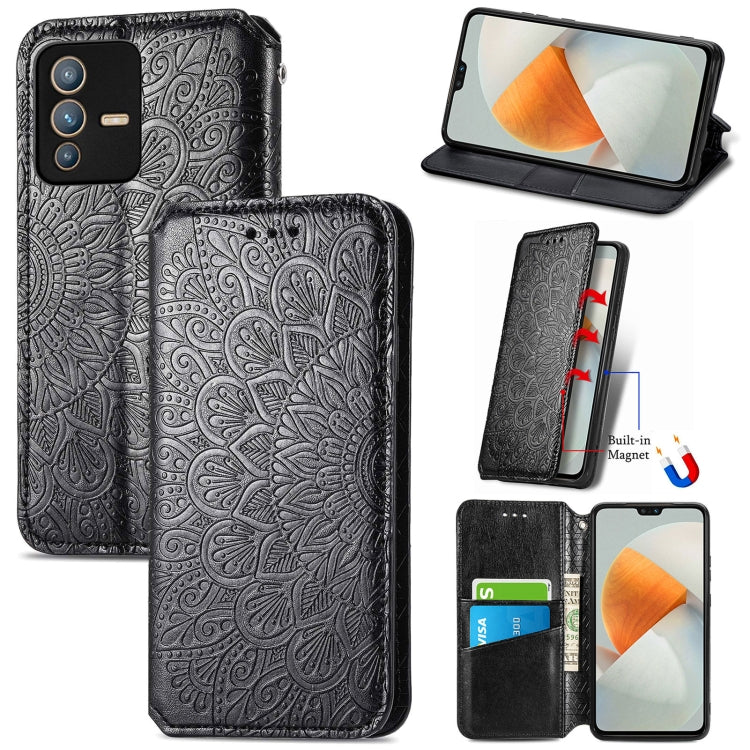 For  vivo  S12 Blooming Mandala Embossed Magnetic Leather Phone Case