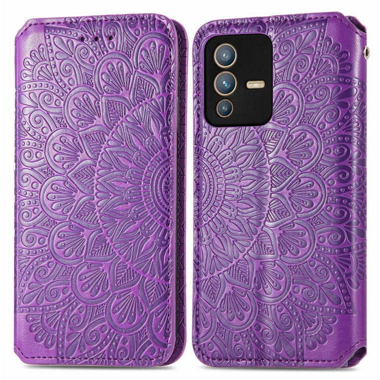 For  vivo  S12 Blooming Mandala Embossed Magnetic Leather Phone Case