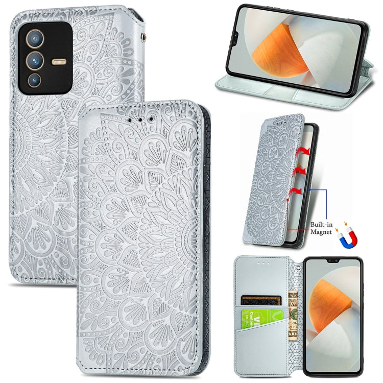 For  vivo  S12 Blooming Mandala Embossed Magnetic Leather Phone Case