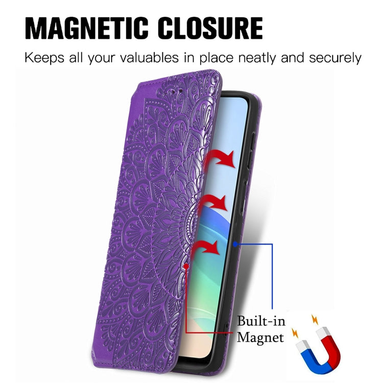 For  vivo  Y76 5G Blooming Mandala Embossed Magnetic Leather Phone Case