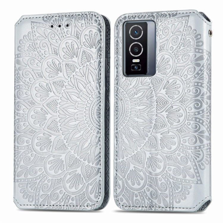 For  vivo  Y76 5G Blooming Mandala Embossed Magnetic Leather Phone Case