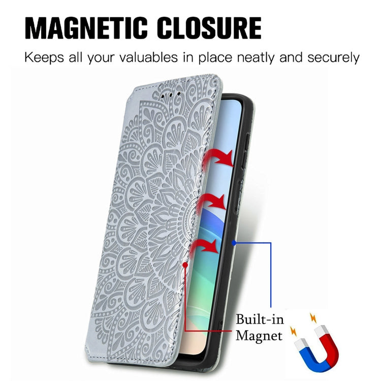For  vivo  Y76 5G Blooming Mandala Embossed Magnetic Leather Phone Case