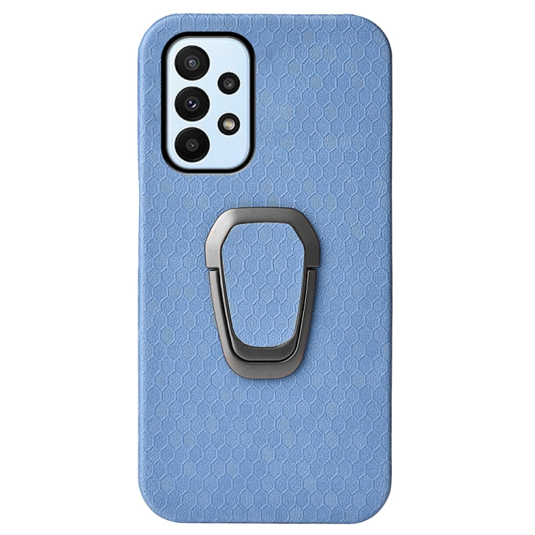 For Samsung Galaxy A23 4G Ring Holder Honeycomb PU Phone Case