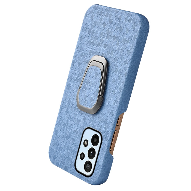For Samsung Galaxy A23 4G Ring Holder Honeycomb PU Phone Case