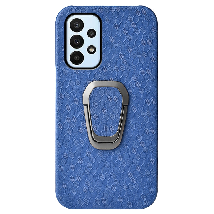 For Samsung Galaxy A23 4G Ring Holder Honeycomb PU Phone Case