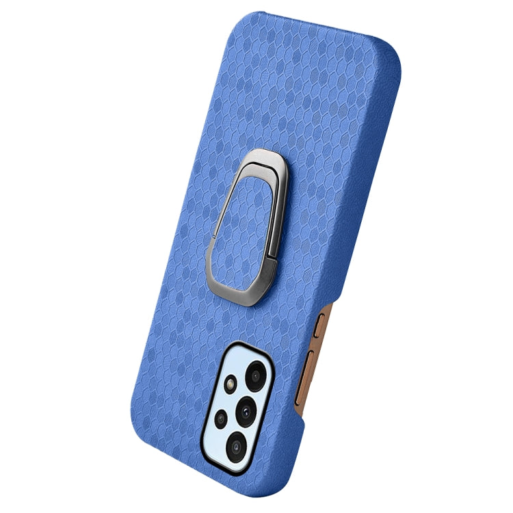 For Samsung Galaxy A23 4G Ring Holder Honeycomb PU Phone Case