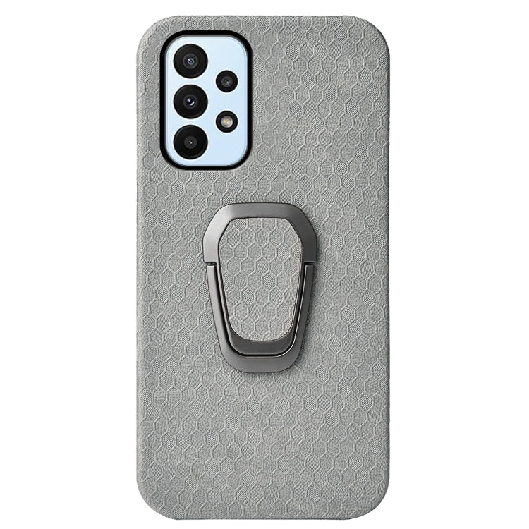 For Samsung Galaxy A23 4G Ring Holder Honeycomb PU Phone Case