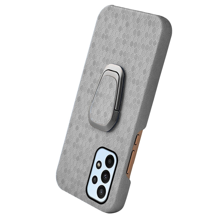 For Samsung Galaxy A23 4G Ring Holder Honeycomb PU Phone Case
