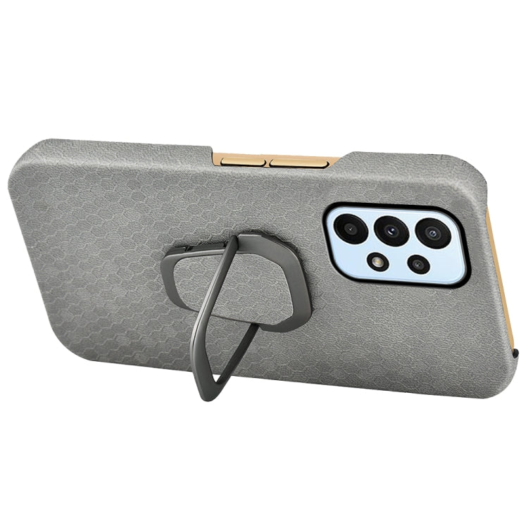 For Samsung Galaxy A23 4G Ring Holder Honeycomb PU Phone Case