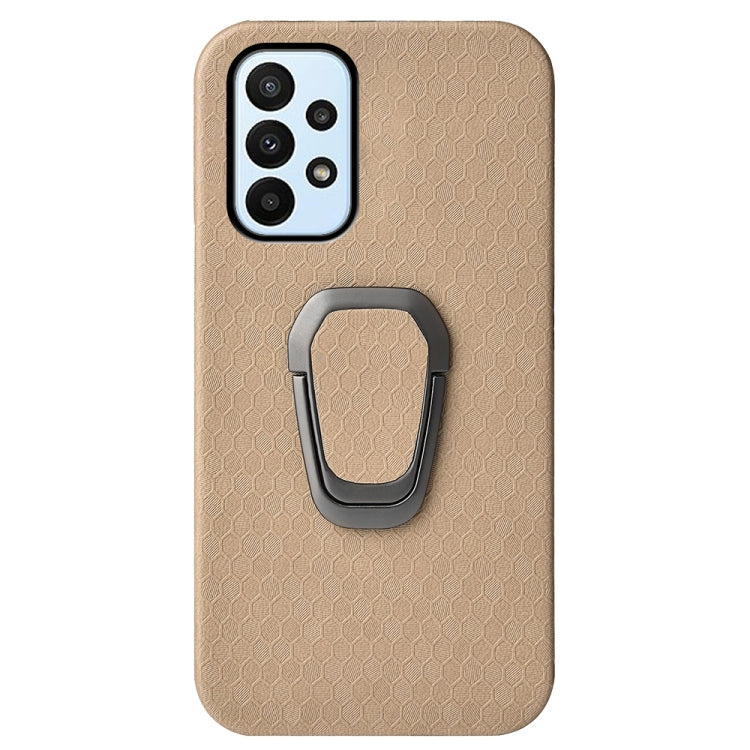 For Samsung Galaxy A23 4G Ring Holder Honeycomb PU Phone Case