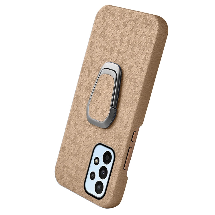 For Samsung Galaxy A23 4G Ring Holder Honeycomb PU Phone Case