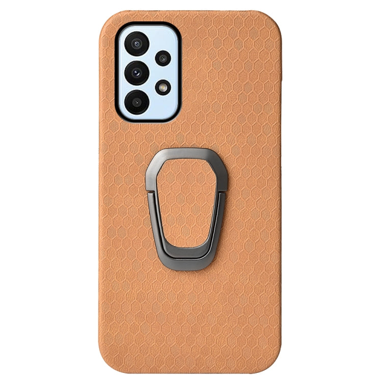 For Samsung Galaxy A23 4G Ring Holder Honeycomb PU Phone Case