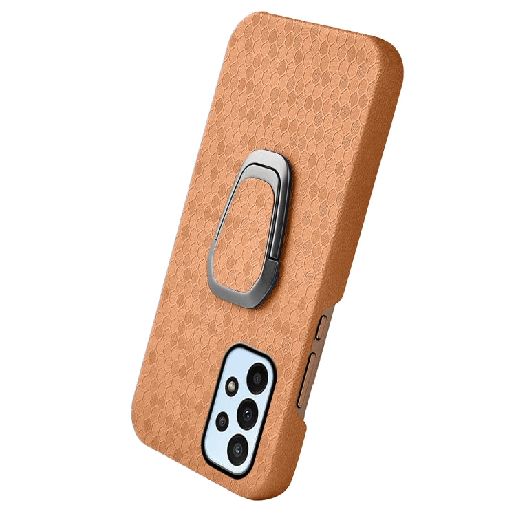 For Samsung Galaxy A23 4G Ring Holder Honeycomb PU Phone Case