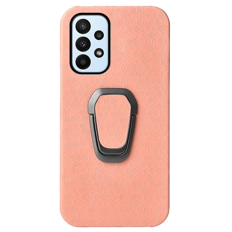 For Samsung Galaxy A23 4G Ring Holder Honeycomb PU Phone Case