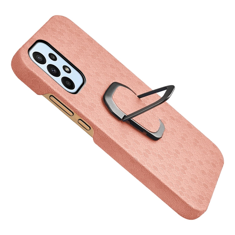 For Samsung Galaxy A23 4G Ring Holder Honeycomb PU Phone Case